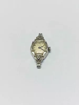 $250 • Buy Vintage Bulova 14k White Gold Diamond 17 Jewels Ladies Watch Head 