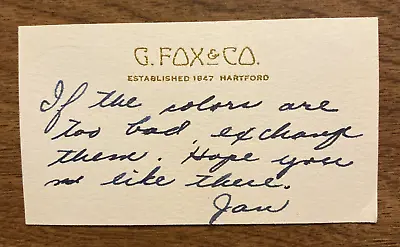 Vintage 1940s G. Fox & Co Department Store Note Card Hartford Connecticut CT P1H • $14.95