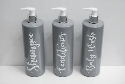Gloss White Text Grey Bottle Mrs Hinch Inspired Bathroom Dispenser 500ml Pump • £6.99