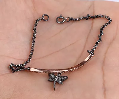 $15 • Buy Dragon Fly Simulated Topaz .925 Solid Sterling Silver Bracelet #46631