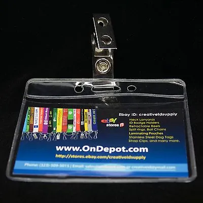 10 Clear Vinyl ID BADGE HOLDERS + 10 Badge CLIPS - ON SALE! • $9.50