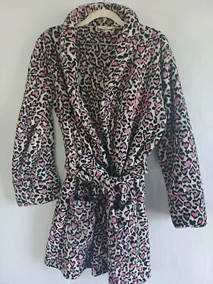  Victoria Secret COZY FLEECE PLUSH Wrap BATH ROBE XS S Cheetah Heart Women's New • $25.99