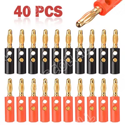 20/40Pcs Gold Plated Banana Plugs Audio Jack Speaker Cable Screw Connector 4mm • £4.99