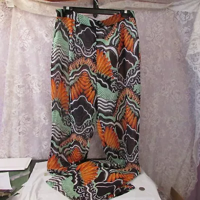 Pretty Little Thing Tribal Print Beach Wide Leg Flare Semi Sheer Pants 10 • $5.99