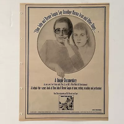 . Elton John Goodbye Yellow Brick Road 1974 14 X10.5  Poster Type Advertisement • $12.50