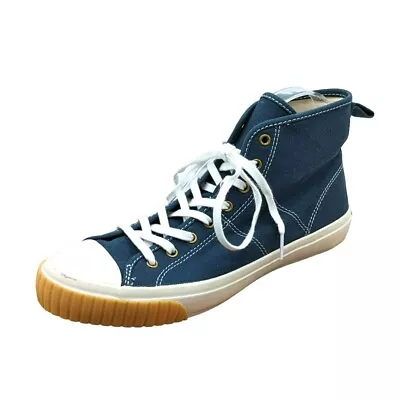 J Crew High Top Sneakers 10 Blue Midnight Ivory Canvas Lace Up Classic BE439 • $36.83