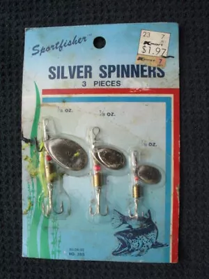 Old Stock - Sportfisher Silver Spinners - (3) Pieces - Kmart - Nip • $2.50