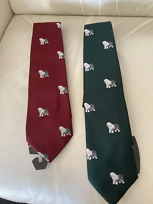 Lot 2 English Sheepdog Men's Neckties Red And Green • $14