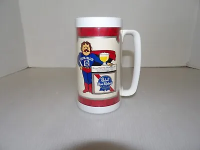 Vintage Cool Blue Man-PABST Blue Ribbon Beer Thermo Serv Beer Mug Stein-6 1/2  • $11.95