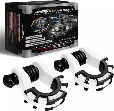 D Ring Shackles 3/4  Shackle 2 Pack 68000Ibs Break Strength With 7/8  Screw Pin • $59.59