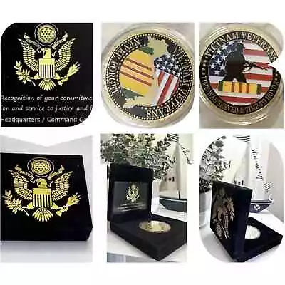 VIETNAM VETERANS *NEVER FORGET* Challenge Coin With Black Velvet Case • $27.50