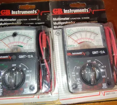 LOT Of 2 Genuine GB Instruments (GMT-12A) 5-Function Analog Multimeter NOS • $16