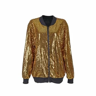 Sequin Bomber Jacket Coat Festival Party: Unisex Women Men Rave Fashion Costume • £31.95