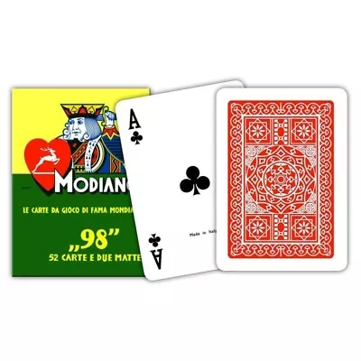 Modiano 98 Poker Red Back Playing Cards Deck Poker Size Made In Italy 300252 • $13.94