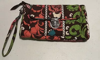 Vera Bradley Push Lock Wristlet Wallet  In  Lola  Pattern Zipper 8” X 5” Nice • $14.98