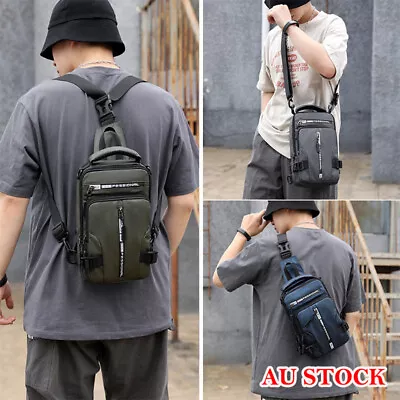 Men's Sling Crossbody Bag Anti-theft Shoulder Chest Messenger Backpack USB Port • $22.95