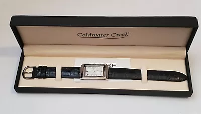 Coldwater Creek Watch Womens Tank Style Black Leather Band • $9.99