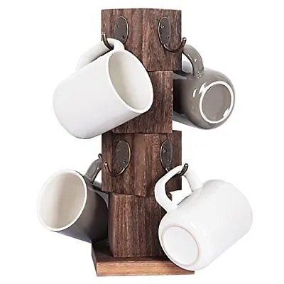 Coffee Mug Holder Tree Rustic Solid Wood Mug Tree Stand With 8 Hooks Farmhouse C • $35.92