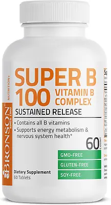 Vitamin B 100 Complex High Potency Sustained Release (Vitamin B1 B2 B3 B6 B9 • $14.16