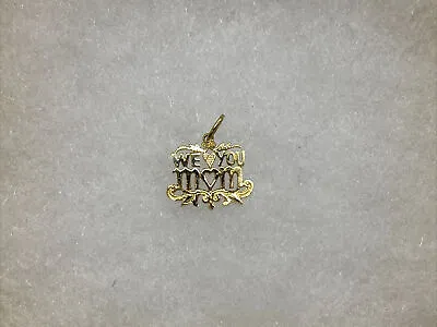 Ladies 14K Yellow Gold Textured  We Love You Mom  Charm Pendant Heart • $64.99