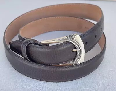 Martin Dingman Brown Leather Belt Men's Size 32 Top Grain USA Made Nice Buckle • $24.95