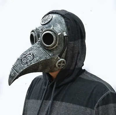 $24.99 • Buy Plague Doctor Mask Halloween Bird Beak Raven Crow SteamPunk Mask SILVER