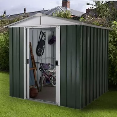 6x5 METAL GARDEN SHEDS YARDMASTER SHED 6ft X 5ft APEX GREEN STEEL STORE HOT DIP • £259.94