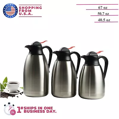 $17.59 • Buy Vacuum Coffee Pot With Lid Stainless Steel Thermal Carafe Pitcher For Coffee Tea