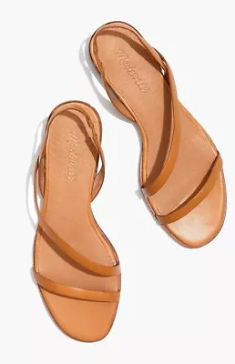 MADEWELL Sz 8 Tan Leather Heidi Slingback Flat Sandals Shoes Strappy MSRP $98 B • $30