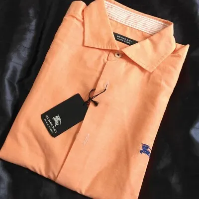 Burberry Black Label Long Sleeve Shirt Orange Cotton Linen Men Size 2/M NEW • $126