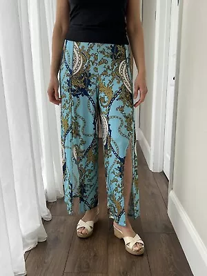 Splash Blue Wide Leg Trousers Size 8 • £9