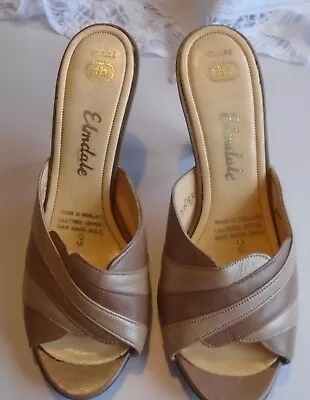 £9.99 • Buy LADIES VINTAGE ELMDALE 1950s-60s PEEP TOE HEELS SLIP ON SHOES SMALL SIZE 3 CUTE