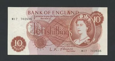 BANK OF ENGLAND 10 Shillings 1961 O'Brien M-Replacement B287 Good EF Banknotes • £80