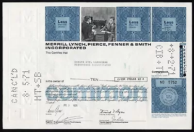 1971 Merrill Lynch Pierce Fenner & Smith Incorporated - Stock Certificate • $12