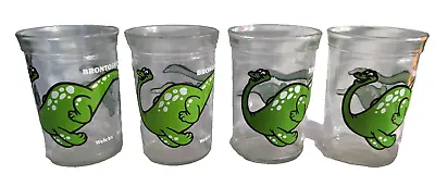 Vintage 1988 Welch's Dinosaur Jelly Jam Jar Clear Glass Brontosaurs Set Of 4 • $22.50