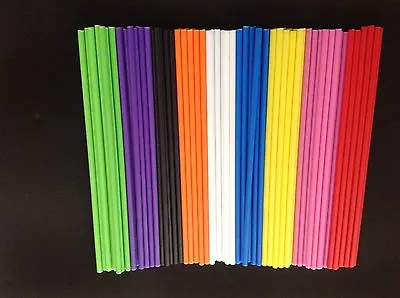 50 Solid Plastic Coloured Lolly Sticks 7.5  190mm Cake Pops Craft 9 Colours  • £3.85