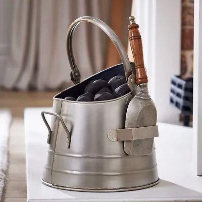 Coal Hod Scuttle Waterloo Bucket Fireplace Fireside Log Wood Ash Fuel Storage • £35.99