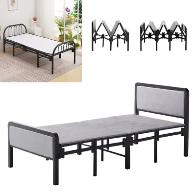Folding Guest Student Single Bed Nap Daybed Office Rollaway Steel Bed Frame Uk • £62.95
