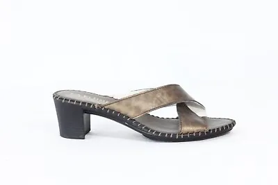 La Plume Women Sandals Leather Shoes Sz 40 Slide Leopard Print Beach Resort • $34.46
