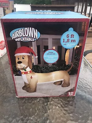 Christmas Dachshund Dog Puppy Inflatable Airblown Decor Blow Up Lawn LED Holiday • $89.95