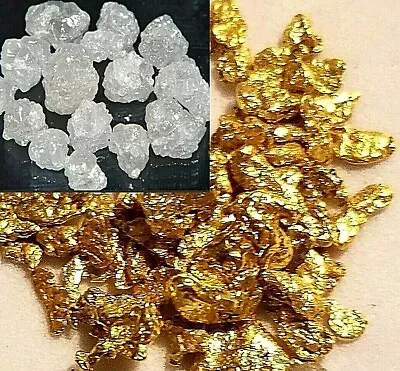 $79.99 • Buy Gold Nuggets Natural Alaskan Superb Quality & Large Diamonds FREE ROUGH GEM Best