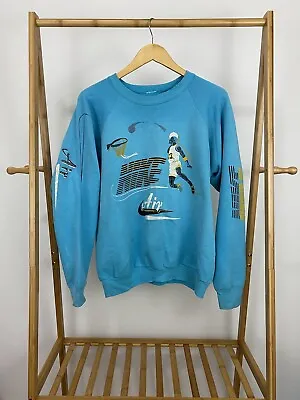 VTG 80s Nike Air Michael Jordan Dunk BL Sleeve Graphic Raglan Sweatshirt Size L • $89.96