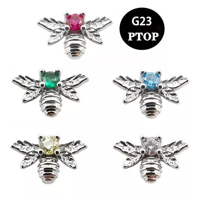 1PC Titanium Dermal Piercing Zircon Bee Micro Dermal Anchor Skin Diver Piercing • $9.99