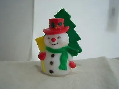 VTG BLOW MOLD SNOWMAN JSNY NAPKIN LETTER HOLDER Christmas Decoration Ornament • $14.98