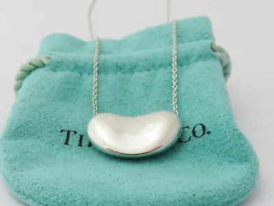 TIFFANY & CO Sterling Silver Large Bean Pendant Necklace • $155