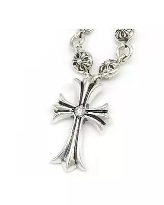 Pre Loved Chrome Hearts Silver Cross Pendant Ball Chain Necklace By   - • $10328