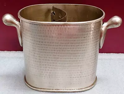 Art Deco Hand Hammered Metal Champagne Wine Divided Handled Ice Bucket Barware • $39.95