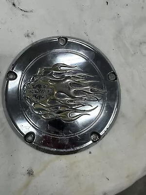 OEM HARLEY DAVIDSON 5 HOLE DERBY COVER With Gold Flames 25393-98 • $29