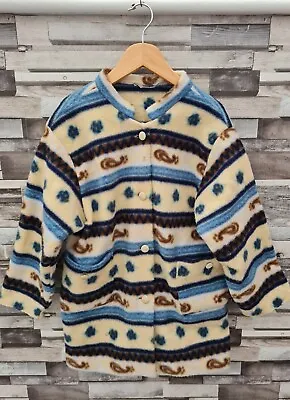 Womens Petite Vtg 90's Inka Navajo Boho Soft Winter Button Up Jacket Fleece 4/6 • £15.99