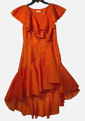 £41.58 • Buy New WHY Dress Orange Ruffle Asymmetrical Hi-Low Summer Prom Dress Size M